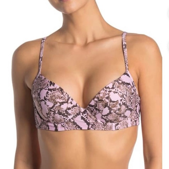 NWT Racheal Racheal Roy Python Pink‎ Printed Underwire Bikini Top Size Medium - Picture 2 of 9